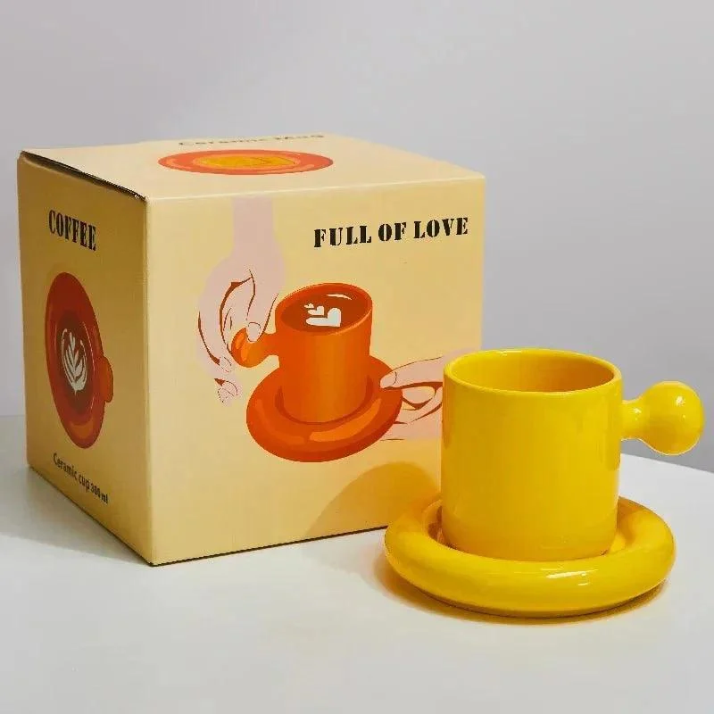 Bold Ceramic Coffee Mug & Saucer Set -  - #tag1#