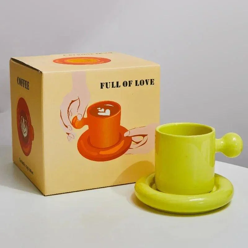 Bold Ceramic Coffee Mug & Saucer Set -  - #tag1#