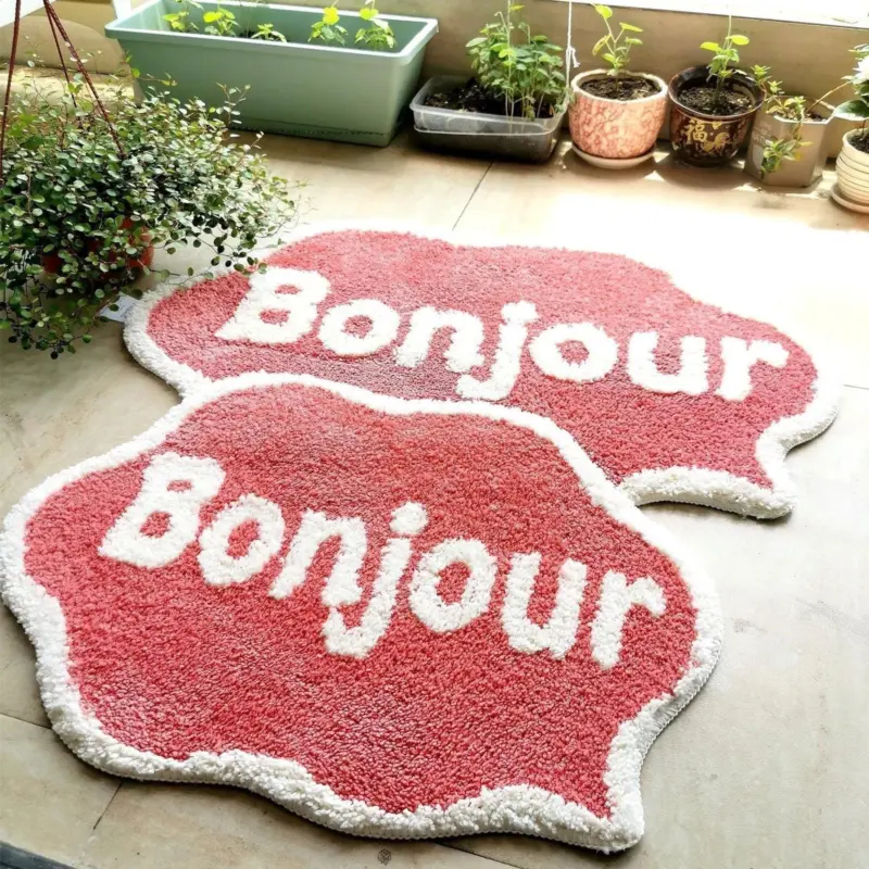 Bonjour Welcome Door Mat tag1