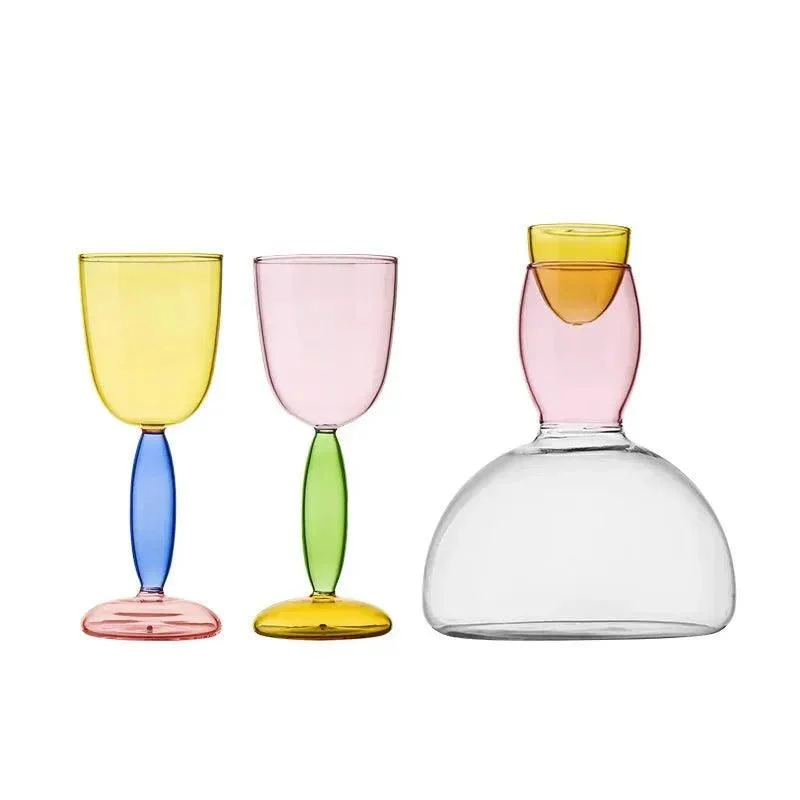 Borosilicate Glass Coloured Wine Goblet & Decanter -  - #tag1#