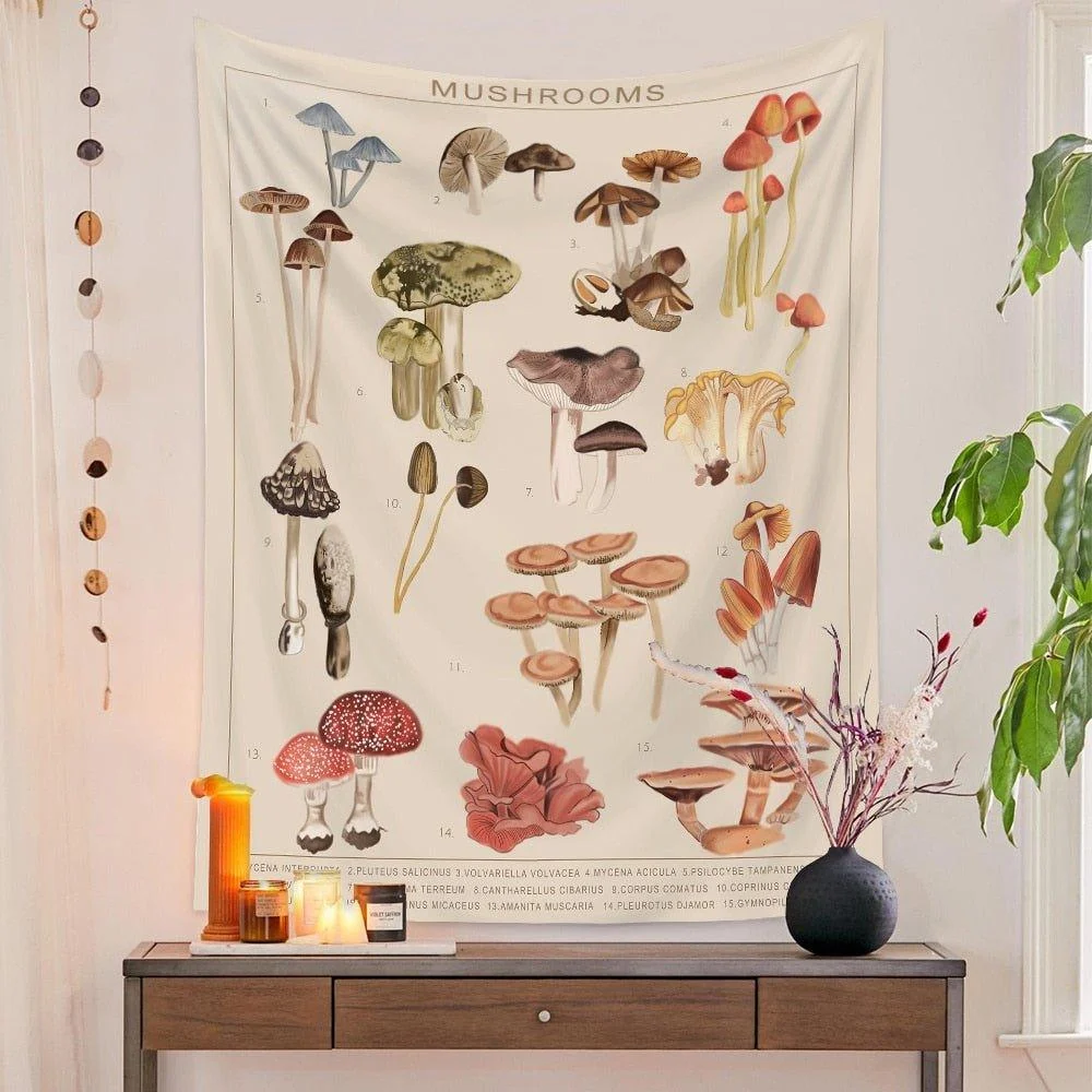 Botanical and Floral Tapestry Print Wall Hanging -  - #tag1#