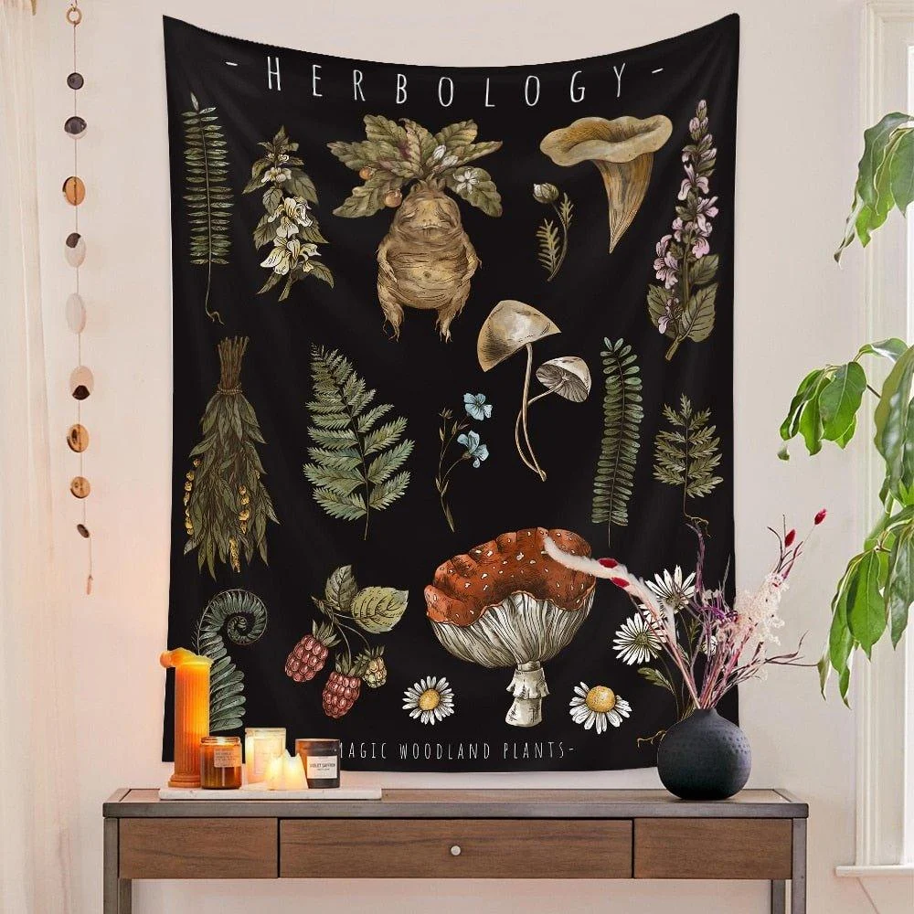 Botanical and Floral Tapestry Print Wall Hanging -  - #tag1#