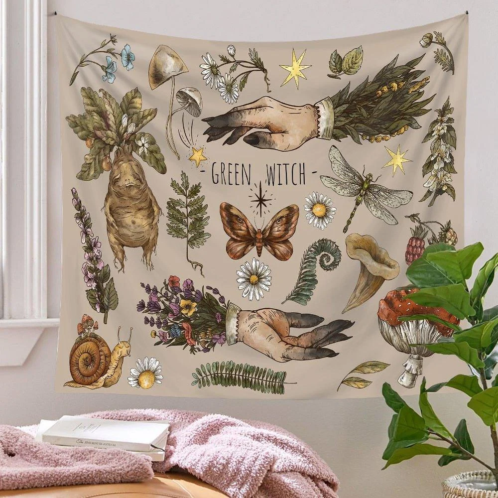 Botanical and Floral Tapestry Print Wall Hanging -  - #tag1#