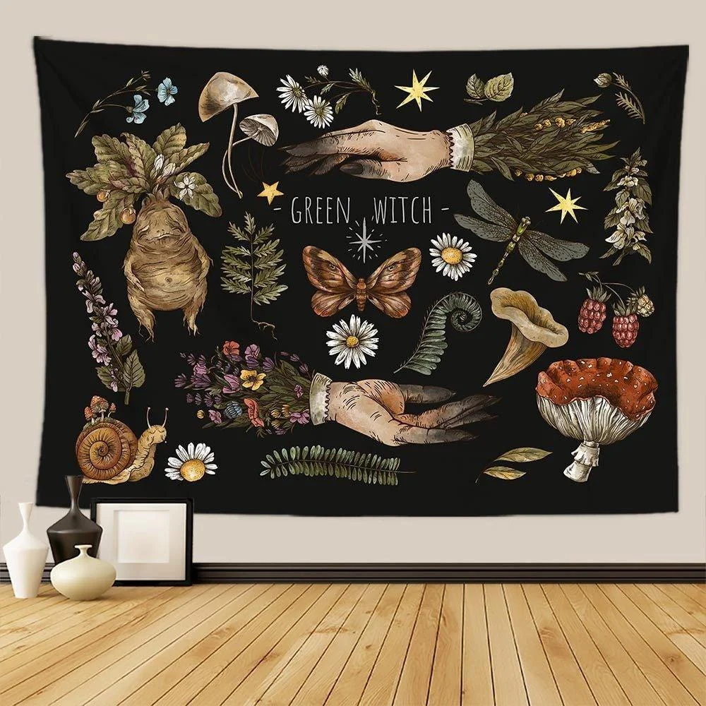 Botanical and Floral Tapestry Print Wall Hanging -  - #tag1#