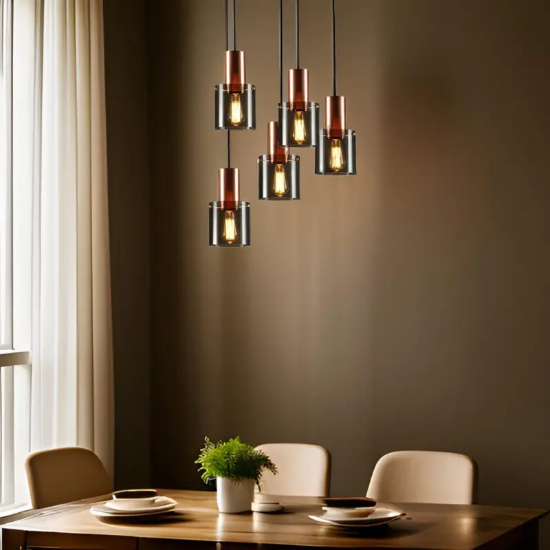 BottleLite Pendant Lamp Modern cylindrical LED pendant light made of durable glass tag1