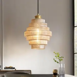 Bottle Shaped Brass Glass Pendant Lamp