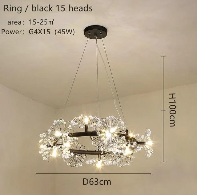 Bouquet Flower Chandelier Lighting Luxury Pendant Dining Room Decor -