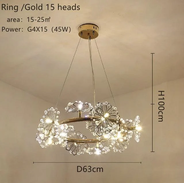 Bouquet Flower Chandelier Lighting Luxury Pendant Dining Room Decor -