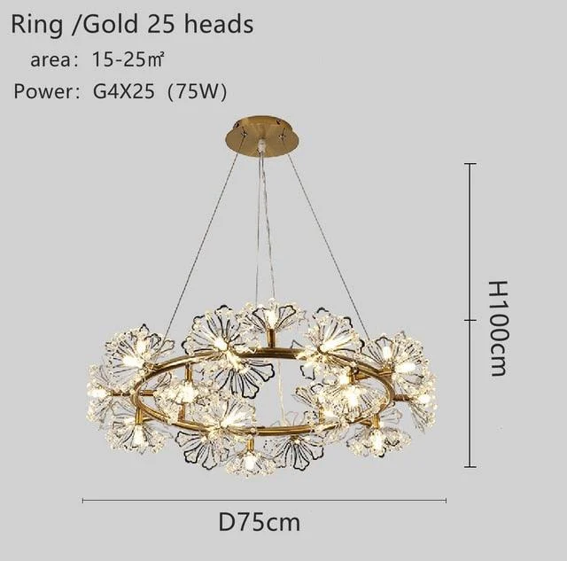 Bouquet Flower Chandelier Lighting Luxury Pendant Dining Room Decor -