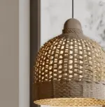 Braided Dome Pendant Light Handcrafted Bamboo Ceiling Light tag1