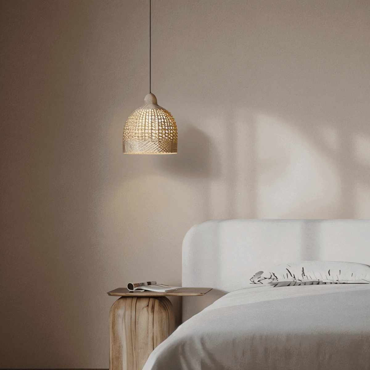 Braided Dome Pendant Light - Handcrafted Bamboo Ceiling Light -  - #tag1#