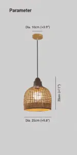 Braided Dome Pendant Light Handcrafted Bamboo Ceiling Light tag1