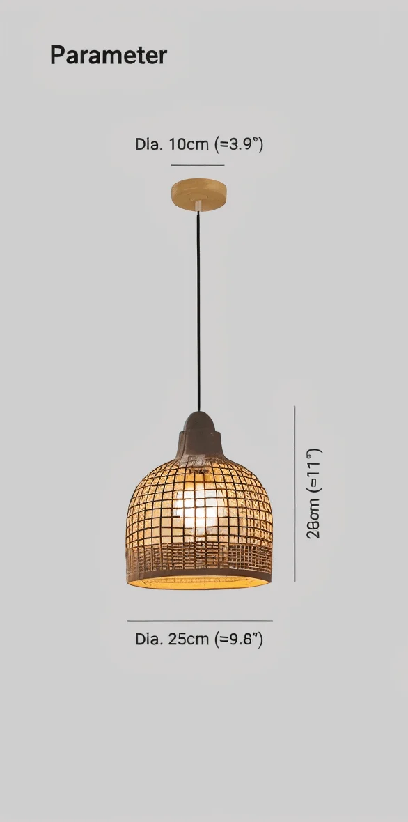 Braided Dome Pendant Light - Handcrafted Bamboo Ceiling Light -  - #tag1#