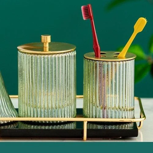 Brass Glass Bathroom Set -