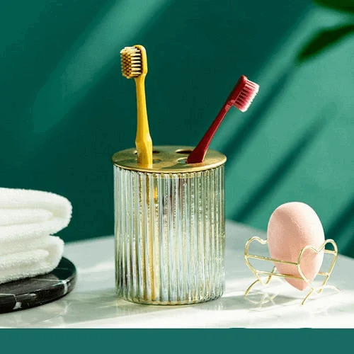 Brass Glass Bathroom Set -