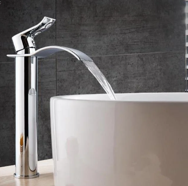 Brass Gold & White Waterfall Luxury Bathroom Faucet -  - #tag1#