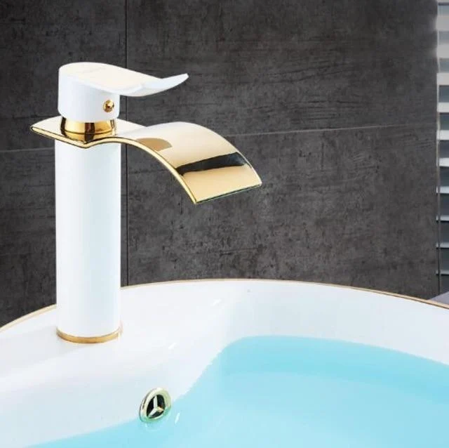 Brass Gold & White Waterfall Luxury Bathroom Faucet -  - #tag1#