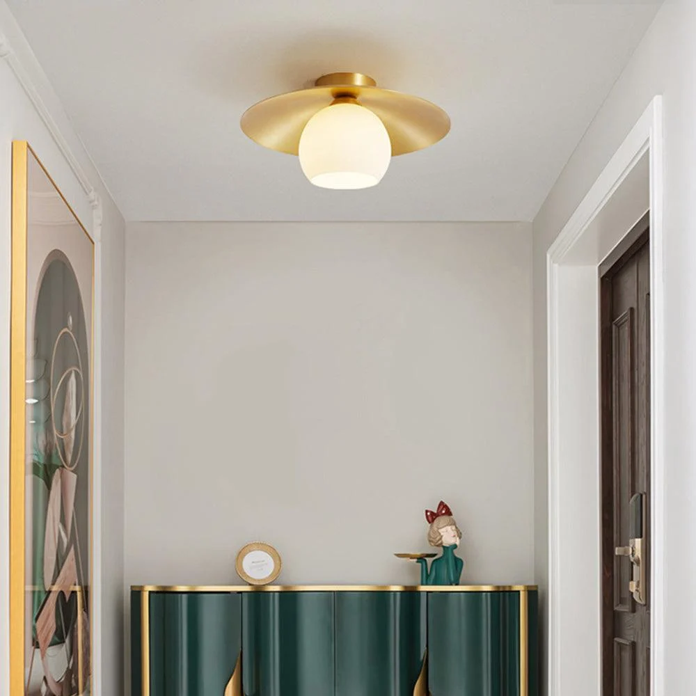 Brass Hood Gold Semi Flush Ceiling Lamp -  - #tag1#