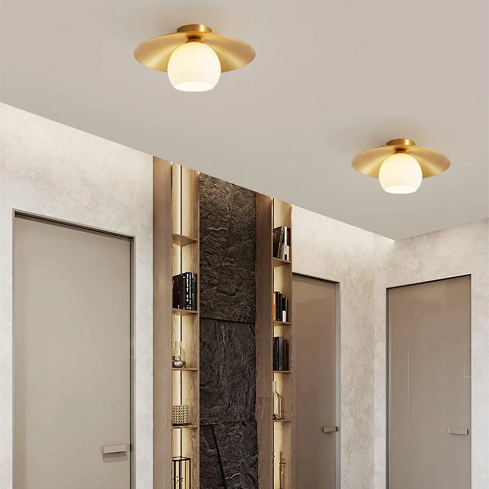 Brass Hood Gold Semi Flush Ceiling Lamp -  - #tag1#