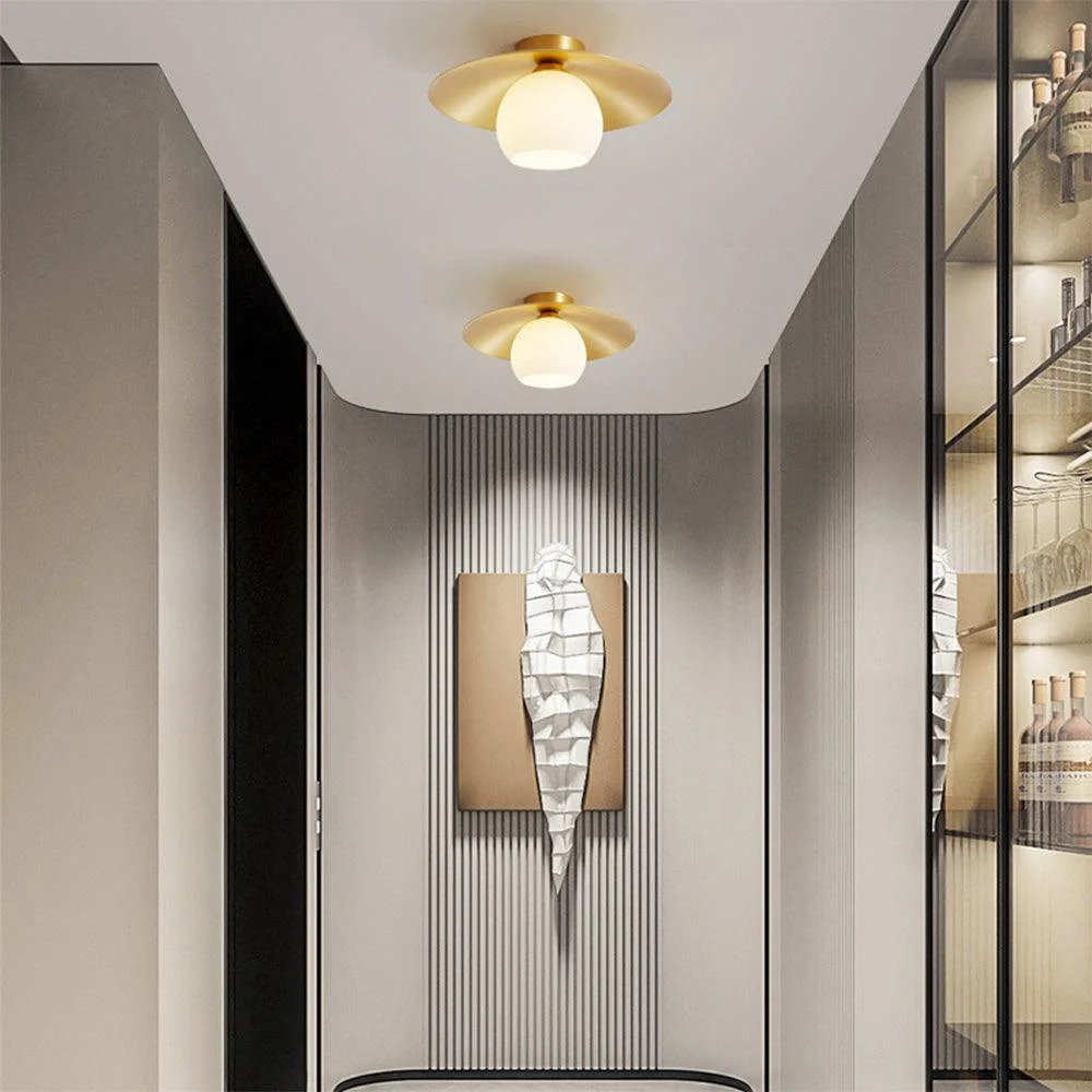 Brass Hood Gold Semi Flush Ceiling Lamp -  - #tag1#
