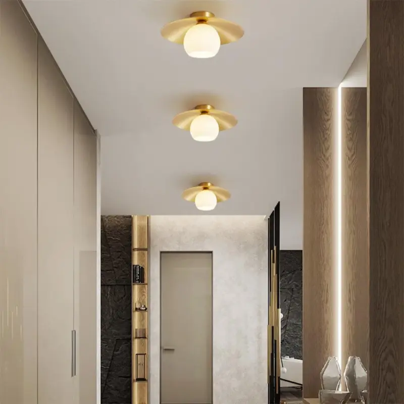 Brass Hood Gold Semi Flush Ceiling Lamp tag1