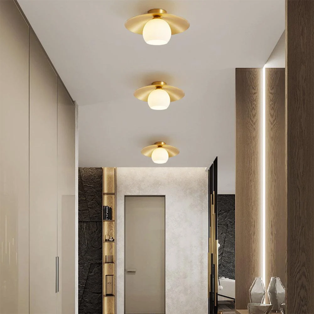Brass Hood Gold Semi Flush Ceiling Lamp -  - #tag1#