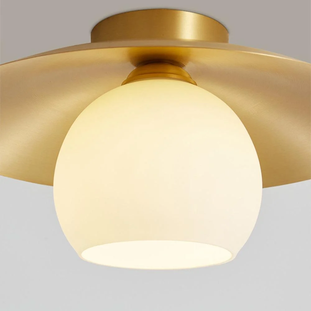 Brass Hood Gold Semi Flush Ceiling Lamp -  - #tag1#