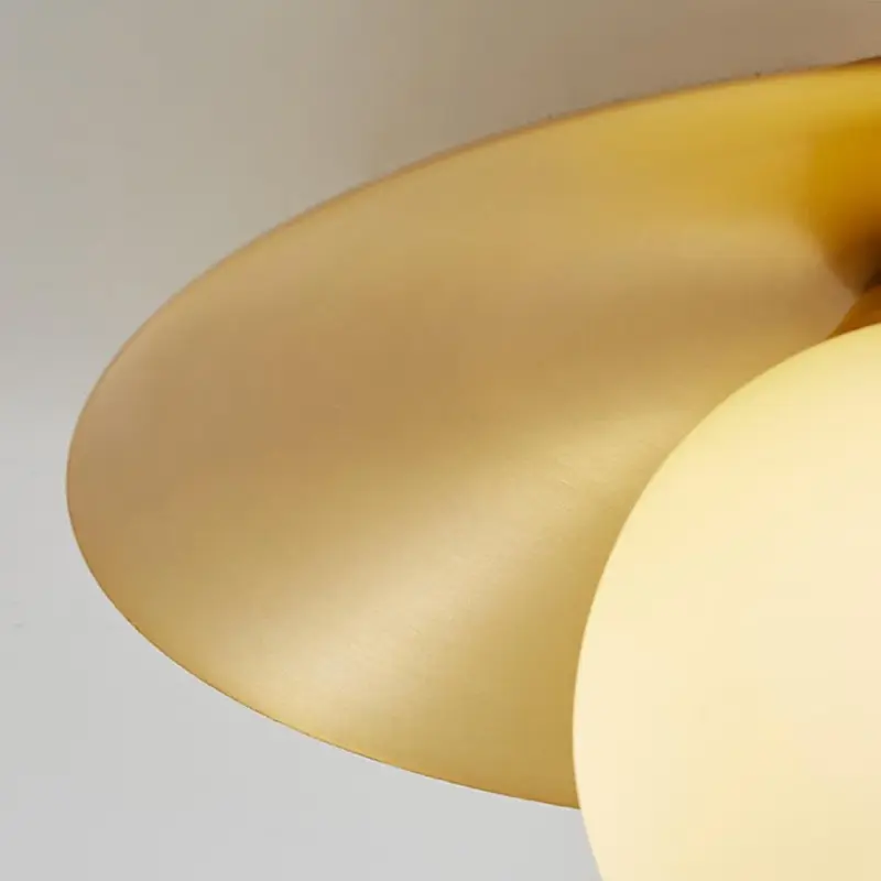 Brass Hood Gold Semi Flush Ceiling Lamp tag1