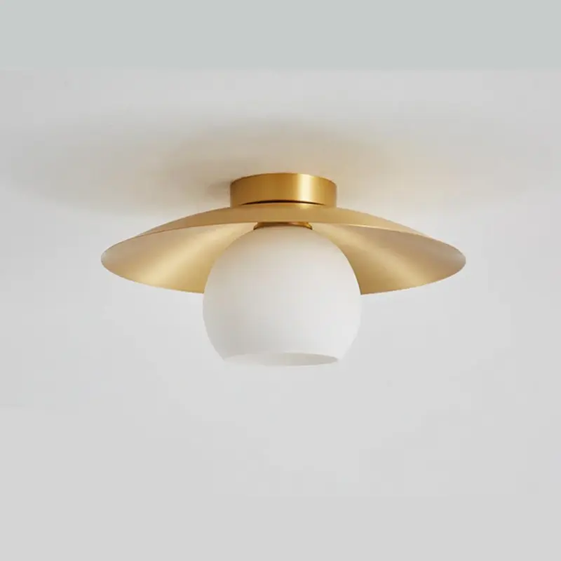 Brass Hood Gold Semi Flush Ceiling Lamp tag1