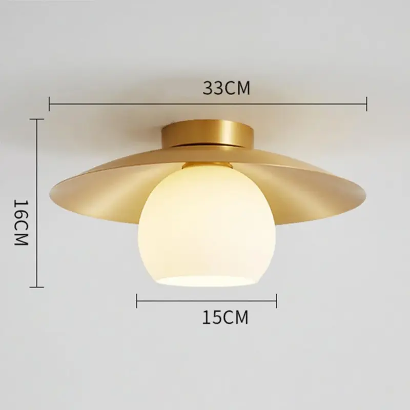 Brass Hood Gold Semi Flush Ceiling Lamp tag1