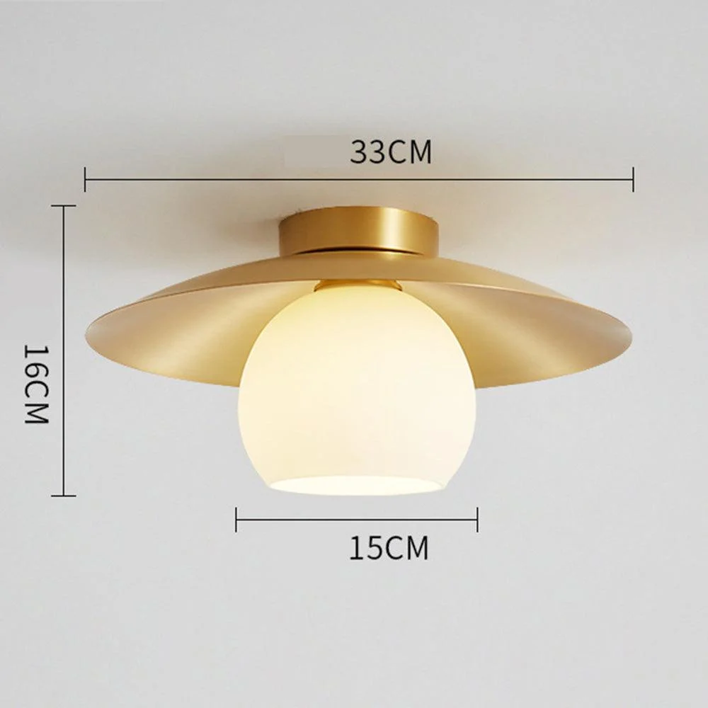Brass Hood Gold Semi Flush Ceiling Lamp -  - #tag1#