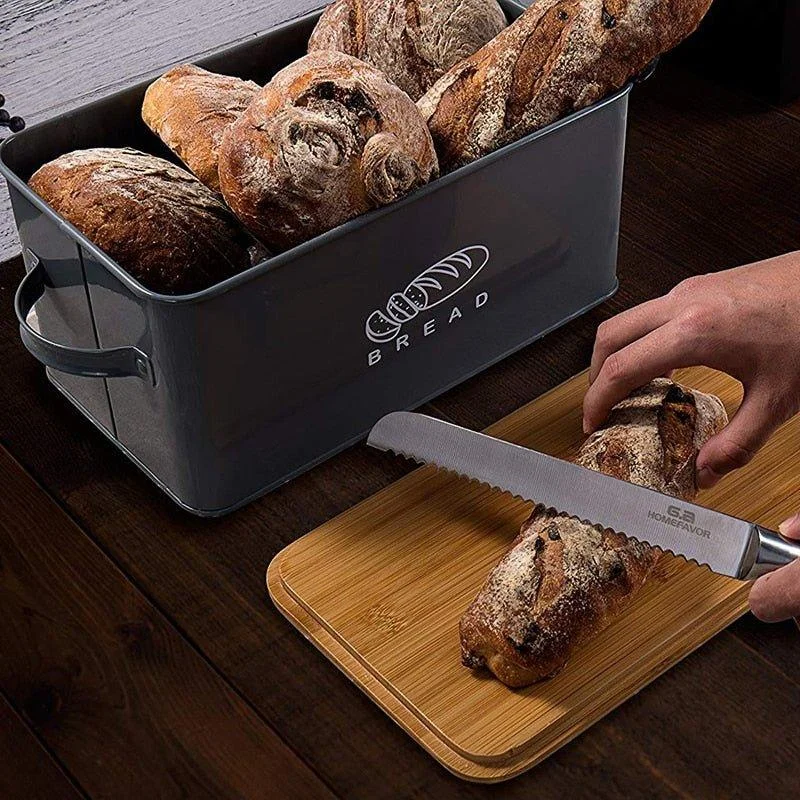 Bread Bin with Bamboo Cutting Board Lid -