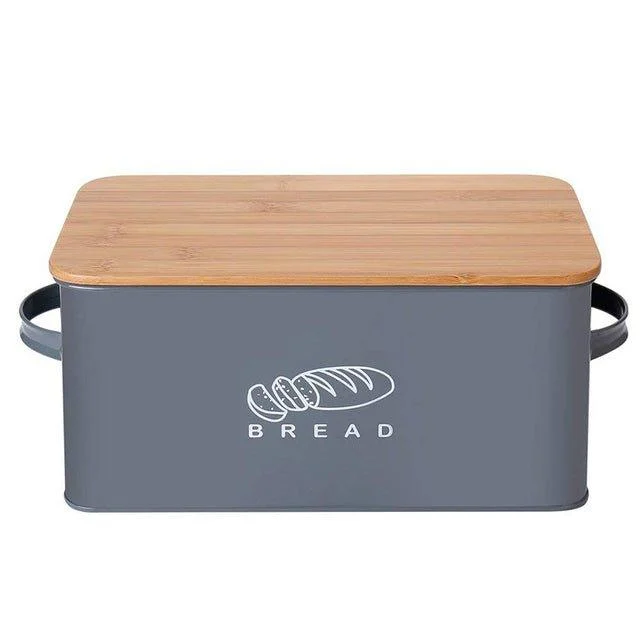 Bread Bin with Bamboo Cutting Board Lid -