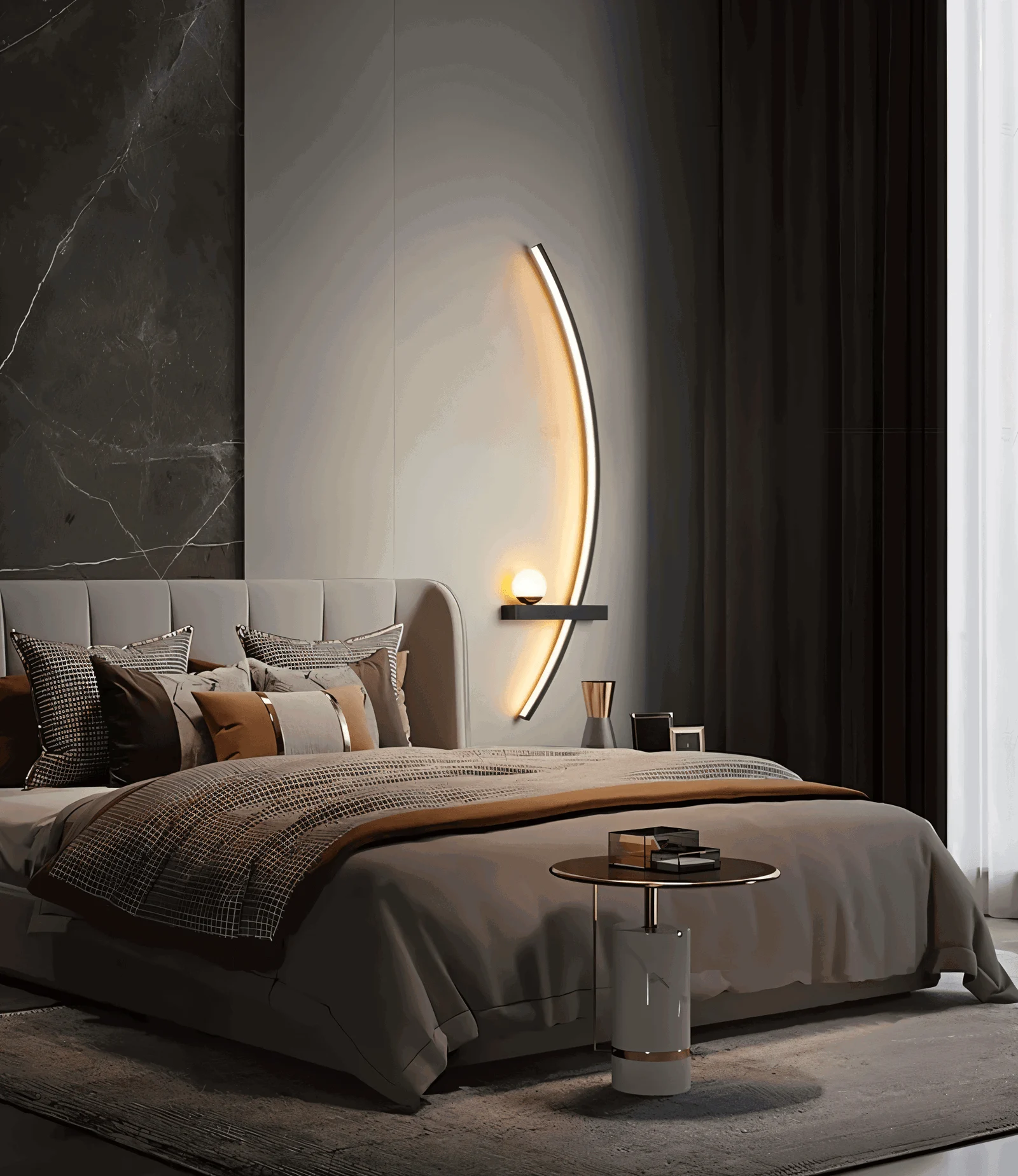 BrightArc Wall Light - Curved Wall Light LED - Arc Line Bedside Wall Lamp -  - #tag1#