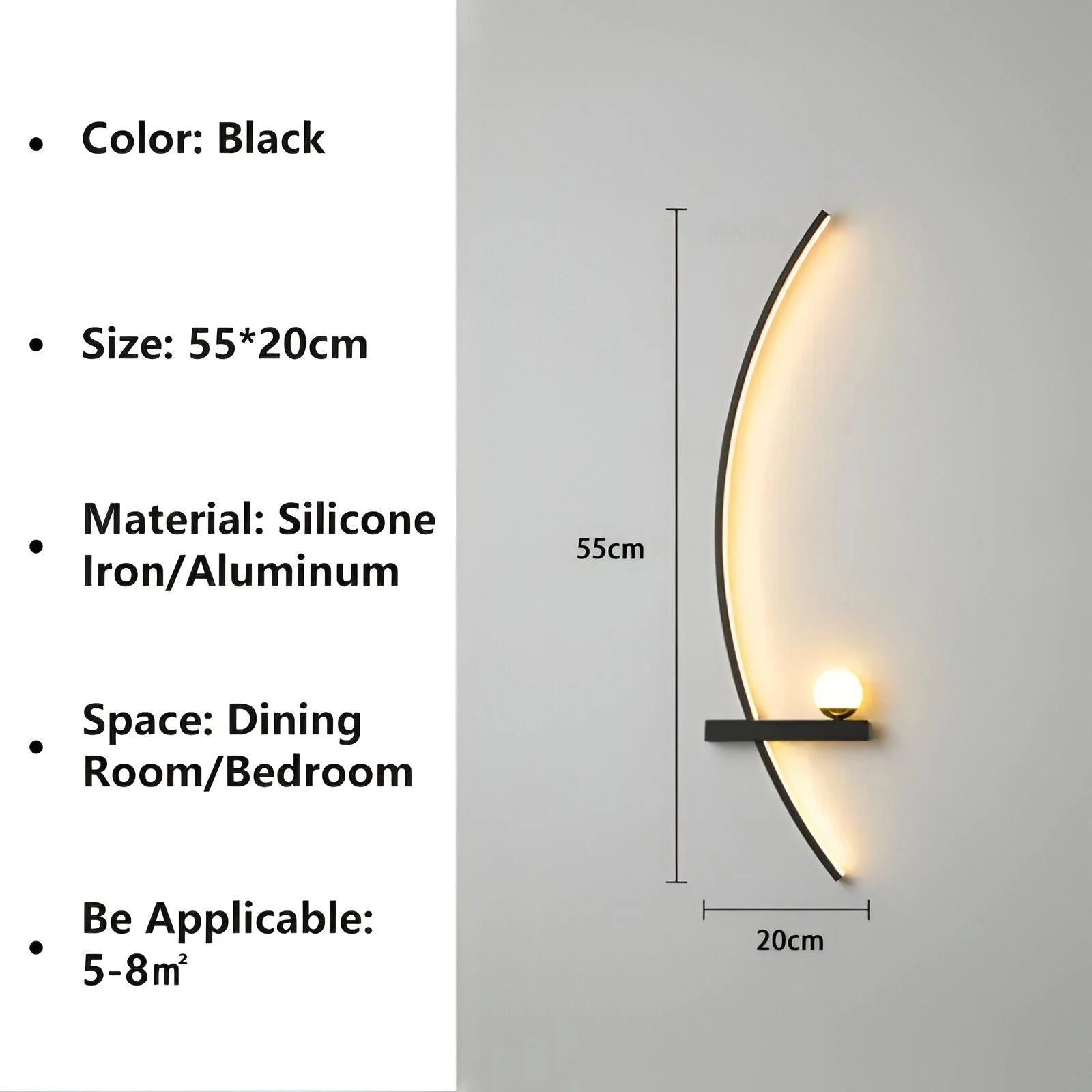 BrightArc Wall Light - Curved Wall Light LED - Arc Line Bedside Wall Lamp -  - #tag1#