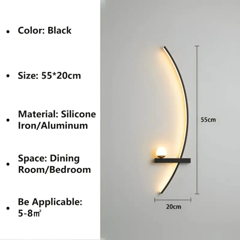 BrightArc Wall Light Curved Wall Light LED Arc Line Bedside Wall Lamp tag1