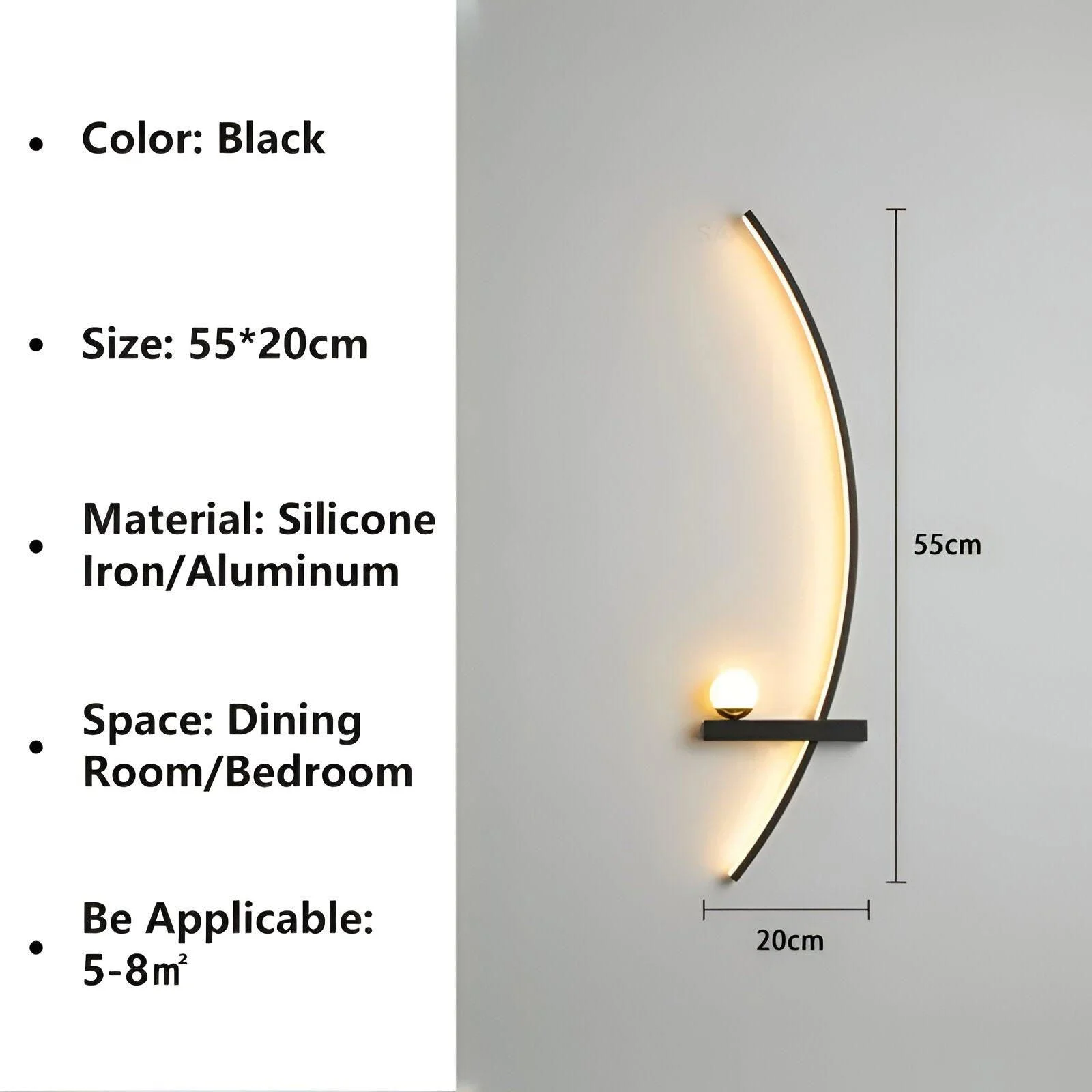 BrightArc Wall Light - Curved Wall Light LED - Arc Line Bedside Wall Lamp -  - #tag1#