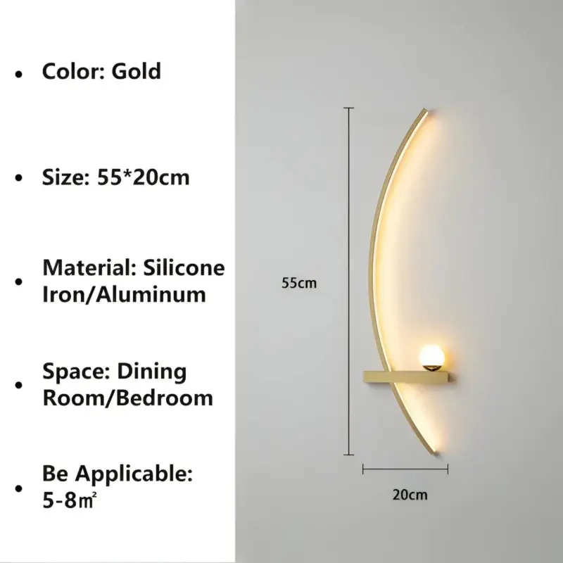 BrightArc Wall Light Curved Wall Light LED Arc Line Bedside Wall Lamp tag1
