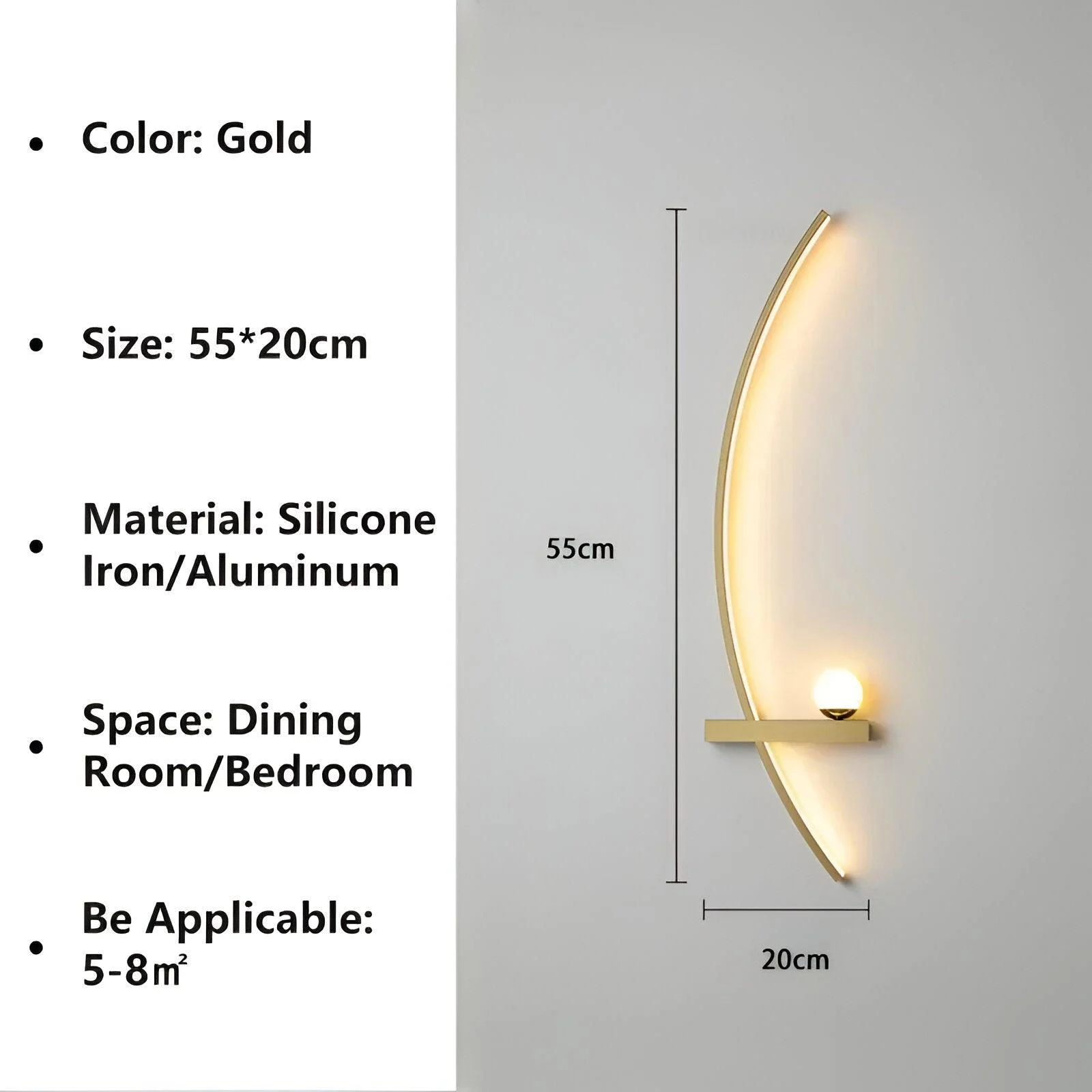 BrightArc Wall Light - Curved Wall Light LED - Arc Line Bedside Wall Lamp -  - #tag1#