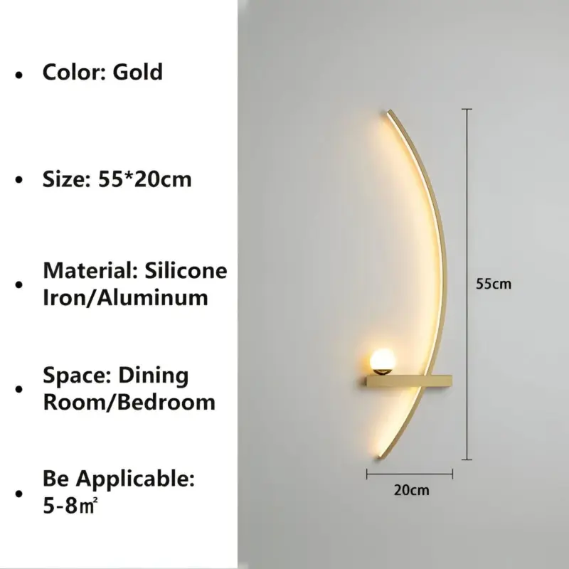 BrightArc Wall Light Curved Wall Light LED Arc Line Bedside Wall Lamp tag1