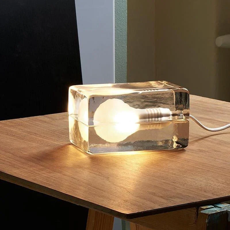 BrightCube - Minimalist table lamp with transparent glass cube -  - #tag1#