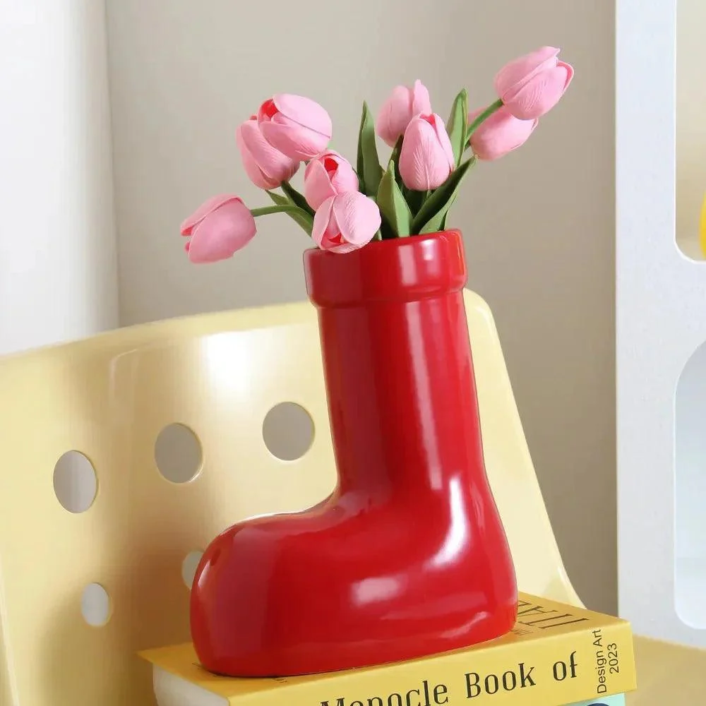 Bright Ceramic Wellington Boot Vase -  - #tag1#