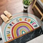 Brightly Coloured Printed Rainbow and Watermelon Doormat tag1