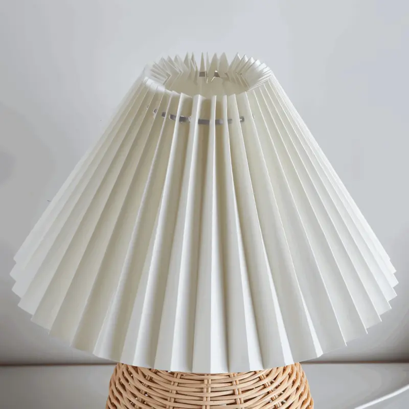 Brolly Pleated Table Lamp Retro Rattan Lamp Conical Table Lamp tag1