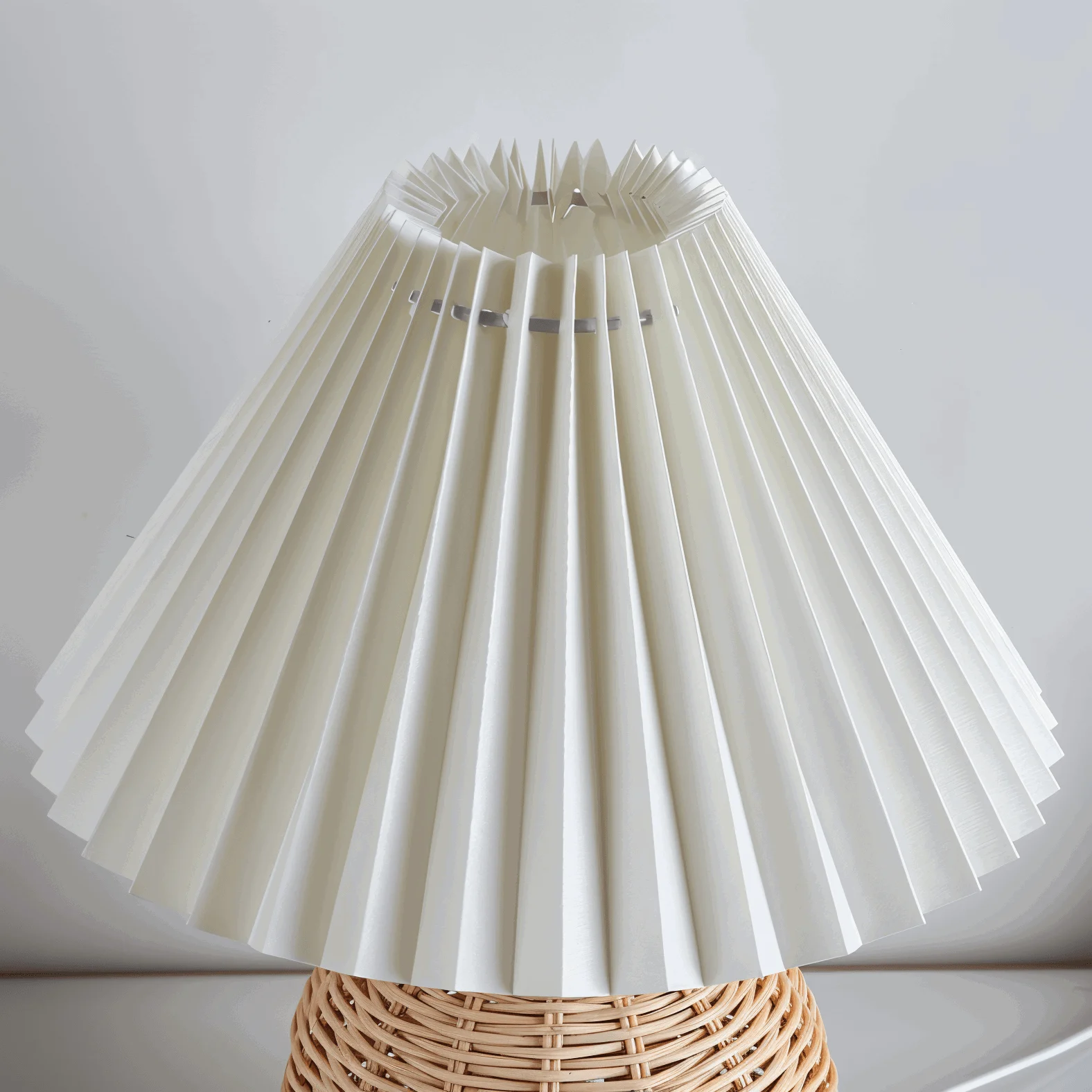 Brolly Pleated Table Lamp - Retro Rattan Lamp - Conical Table Lamp -  - #tag1#
