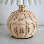 Brolly Pleated Table Lamp Retro Rattan Lamp Conical Table Lamp tag1