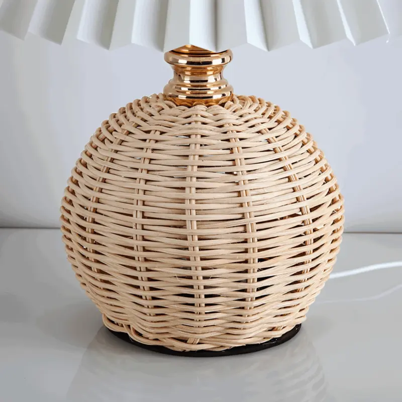 Brolly Pleated Table Lamp Retro Rattan Lamp Conical Table Lamp tag1
