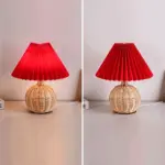 Brolly Pleated Table Lamp Retro Rattan Lamp Conical Table Lamp tag1