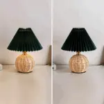 Brolly Pleated Table Lamp Retro Rattan Lamp Conical Table Lamp tag1