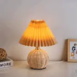 Brolly Pleated Table Lamp Retro Rattan Lamp Conical Table Lamp tag1